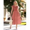 imageSimplee Womens Boho Maxi Dress Flutter Sleeve Summer Casual Smocked Waist A Line Flowy Tiered Dress with PocketsRust Pink