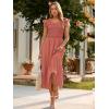 imageSimplee Womens Boho Maxi Dress Flutter Sleeve Summer Casual Smocked Waist A Line Flowy Tiered Dress with PocketsRust Pink