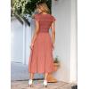 imageSimplee Womens Boho Maxi Dress Flutter Sleeve Summer Casual Smocked Waist A Line Flowy Tiered Dress with PocketsRust Pink