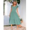imageSimplee Womens Boho Maxi Dress Flutter Sleeve Summer Casual Smocked Waist A Line Flowy Tiered Dress with PocketsSage Green