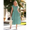 imageSimplee Womens Boho Maxi Dress Flutter Sleeve Summer Casual Smocked Waist A Line Flowy Tiered Dress with PocketsSage Green