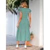imageSimplee Womens Boho Maxi Dress Flutter Sleeve Summer Casual Smocked Waist A Line Flowy Tiered Dress with PocketsSage Green