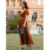 imageSimplee Womens Short Sleeve Velvet Maxi Dress V Neck Empire Waist Long Formal Wedding Guest DressesBurnt Orange