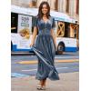 imageSimplee Womens Short Sleeve Velvet Maxi Dress V Neck Empire Waist Long Formal Wedding Guest DressesDusty Blue