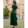 imageSimplee Womens Short Sleeve Velvet Maxi Dress V Neck Empire Waist Long Formal Wedding Guest DressesGreen
