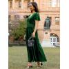imageSimplee Womens Short Sleeve Velvet Maxi Dress V Neck Empire Waist Long Formal Wedding Guest DressesGreen