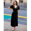 imageSimplee Womens Velvet Wrap Dress Short Sleeve High Split Fall Wedding Guest Dresses Long Formal Cocktail Party DressesBlack