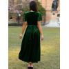 imageSimplee Womens Velvet Wrap Dress Short Sleeve High Split Fall Wedding Guest Dresses Long Formal Cocktail Party DressesDark Green