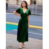 imageSimplee Womens Velvet Wrap Dress Short Sleeve High Split Fall Wedding Guest Dresses Long Formal Cocktail Party DressesDark Green