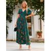 imageSimplee Womens Velvet Wrap Dress Short Sleeve High Split Fall Wedding Guest Dresses Long Formal Cocktail Party DressesGreen Gold