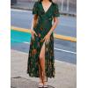imageSimplee Womens Velvet Wrap Dress Short Sleeve High Split Fall Wedding Guest Dresses Long Formal Cocktail Party DressesGreen Gold