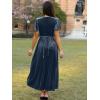 imageSimplee Womens Velvet Wrap Dress Short Sleeve High Split Fall Wedding Guest Dresses Long Formal Cocktail Party DressesGrey Blue