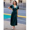 imageSimplee Womens Velvet Wrap Dress Short Sleeve High Split Fall Wedding Guest Dresses Long Formal Cocktail Party DressesLake Blue