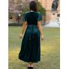 imageSimplee Womens Velvet Wrap Dress Short Sleeve High Split Fall Wedding Guest Dresses Long Formal Cocktail Party DressesLake Blue