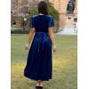 imageSimplee Womens Velvet Wrap Dress Short Sleeve High Split Fall Wedding Guest Dresses Long Formal Cocktail Party DressesNavy Blue