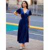 imageSimplee Womens Velvet Wrap Dress Short Sleeve High Split Fall Wedding Guest Dresses Long Formal Cocktail Party DressesNavy Blue