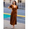 imageSimplee Womens Velvet Wrap Dress Short Sleeve High Split Fall Wedding Guest Dresses Long Formal Cocktail Party DressesOrange
