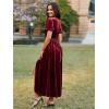 imageSimplee Womens Velvet Wrap Dress Short Sleeve High Split Fall Wedding Guest Dresses Long Formal Cocktail Party DressesWine Red