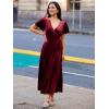 imageSimplee Womens Velvet Wrap Dress Short Sleeve High Split Fall Wedding Guest Dresses Long Formal Cocktail Party DressesWine Red