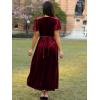 imageSimplee Womens Velvet Wrap Dress Short Sleeve High Split Fall Wedding Guest Dresses Long Formal Cocktail Party DressesWine Red