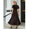 imageSimplee Womens V Neck Velvet Maxi Dress Short Sleeve Empire Waist Long Formal Dress for Wedding Guest4chocolate Brown