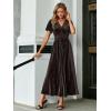 imageSimplee Womens V Neck Velvet Maxi Dress Short Sleeve Empire Waist Long Formal Dress for Wedding Guest4chocolate Brown