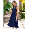 imageSimplee Womens Summer Smocked Midi Sundress V Neck Sleeveess Boho A Line Sun Dress with Pockets
