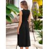 imageSimplee Womens Summer Smocked Midi Sundress V Neck Sleeveess Boho A Line Sun Dress with PocketsBlack