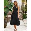 imageSimplee Womens Summer Smocked Midi Sundress V Neck Sleeveess Boho A Line Sun Dress with PocketsBlack