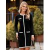 imageSimplee Womens Fall Sweater Dress Winter Knitted Long Sleeve Bodycon Mini Work Dress Casual Holiday Short Party DressesBlack