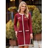 imageSimplee Womens Fall Sweater Dress Winter Knitted Long Sleeve Bodycon Mini Work Dress Casual Holiday Short Party DressesBurgundy