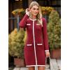 imageSimplee Womens Fall Sweater Dress Winter Knitted Long Sleeve Bodycon Mini Work Dress Casual Holiday Short Party DressesBurgundy