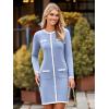 imageSimplee Womens Fall Sweater Dress Winter Knitted Long Sleeve Bodycon Mini Work Dress Casual Holiday Short Party DressesLight Blue