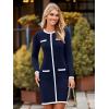 imageSimplee Womens Fall Sweater Dress Winter Knitted Long Sleeve Bodycon Mini Work Dress Casual Holiday Short Party DressesNavy Blue