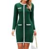 imageSimplee Womens Fall Sweater Dress Winter Knitted Long Sleeve Bodycon Mini Work Dress Casual Holiday Short Party DressesDark Green