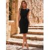 imageSimplee Womens Work Business Bodycon Midi Dress Elegant Fall Crew Neck Cap Sleeve Semi Formal Office Cocktail Sheath DressesBlack