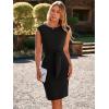 imageSimplee Womens Work Business Bodycon Midi Dress Elegant Fall Crew Neck Cap Sleeve Semi Formal Office Cocktail Sheath DressesBlack