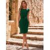 imageSimplee Womens Work Business Bodycon Midi Dress Elegant Fall Crew Neck Cap Sleeve Semi Formal Office Cocktail Sheath DressesDark Green
