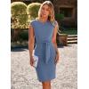 imageSimplee Womens Work Business Bodycon Midi Dress Elegant Fall Crew Neck Cap Sleeve Semi Formal Office Cocktail Sheath DressesDusty Blue