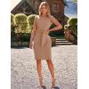 imageSimplee Womens Work Business Bodycon Midi Dress Elegant Fall Crew Neck Cap Sleeve Semi Formal Office Cocktail Sheath DressesKhaki