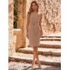 imageSimplee Womens Work Business Bodycon Midi Dress Elegant Fall Crew Neck Cap Sleeve Semi Formal Office Cocktail Sheath DressesKhaki