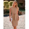 imageSimplee Womens Work Business Bodycon Midi Dress Elegant Fall Crew Neck Cap Sleeve Semi Formal Office Cocktail Sheath DressesKhaki