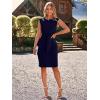 imageSimplee Womens Work Business Bodycon Midi Dress Elegant Fall Crew Neck Cap Sleeve Semi Formal Office Cocktail Sheath DressesNavy
