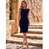 imageSimplee Womens Work Business Bodycon Midi Dress Elegant Fall Crew Neck Cap Sleeve Semi Formal Office Cocktail Sheath DressesNavy