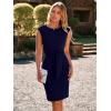 imageSimplee Womens Work Business Bodycon Midi Dress Elegant Fall Crew Neck Cap Sleeve Semi Formal Office Cocktail Sheath DressesNavy