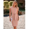 imageSimplee Womens Work Business Bodycon Midi Dress Elegant Fall Crew Neck Cap Sleeve Semi Formal Office Cocktail Sheath DressesNude Pink