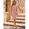 imageSimplee Womens Work Business Bodycon Midi Dress Elegant Fall Crew Neck Cap Sleeve Semi Formal Office Cocktail Sheath DressesNude Pink