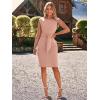 imageSimplee Womens Work Business Bodycon Midi Dress Elegant Fall Crew Neck Cap Sleeve Semi Formal Office Cocktail Sheath DressesNude Pink