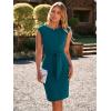 imageSimplee Womens Work Business Bodycon Midi Dress Elegant Fall Crew Neck Cap Sleeve Semi Formal Office Cocktail Sheath DressesPeacock Blue