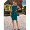 imageSimplee Womens Work Business Bodycon Midi Dress Elegant Fall Crew Neck Cap Sleeve Semi Formal Office Cocktail Sheath DressesPeacock Blue